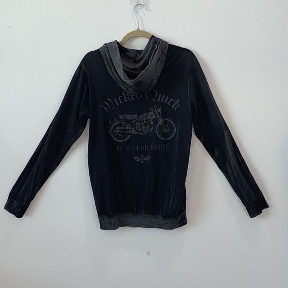 Wicked Quick French Terry Charcoal Crinkle Built For Speed Hoodie - Picture 4 of 13